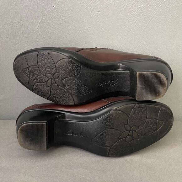 Clarks Partridge Loafers Size 8.5 Brown Leather Slip On Low Heel Boho Artsy Shoe - Picture 11 of 12